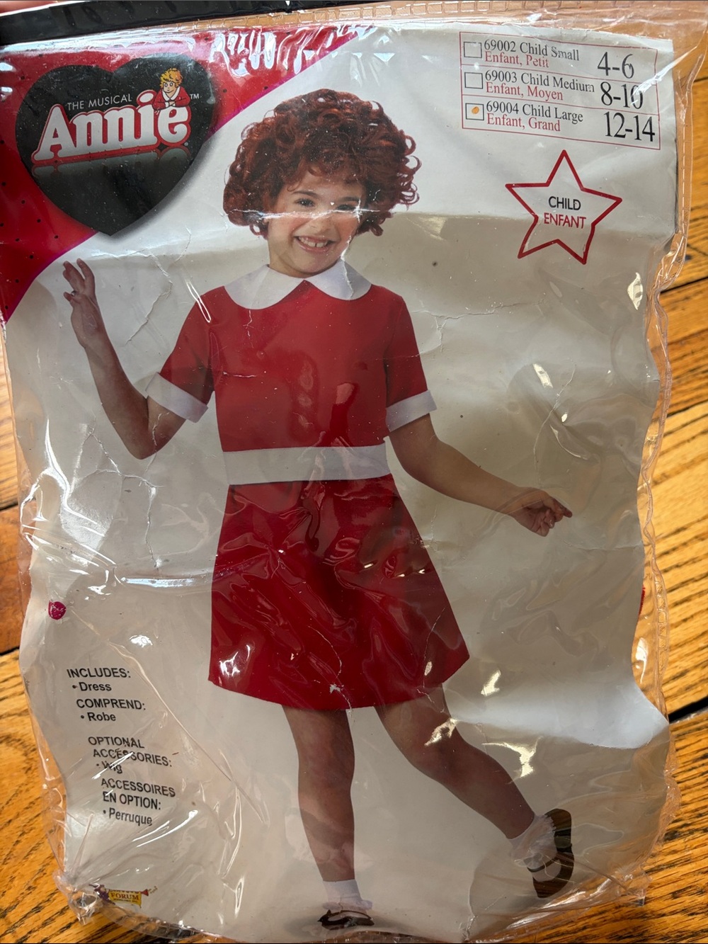 Annie Kids Red Dress Costume with White Trim